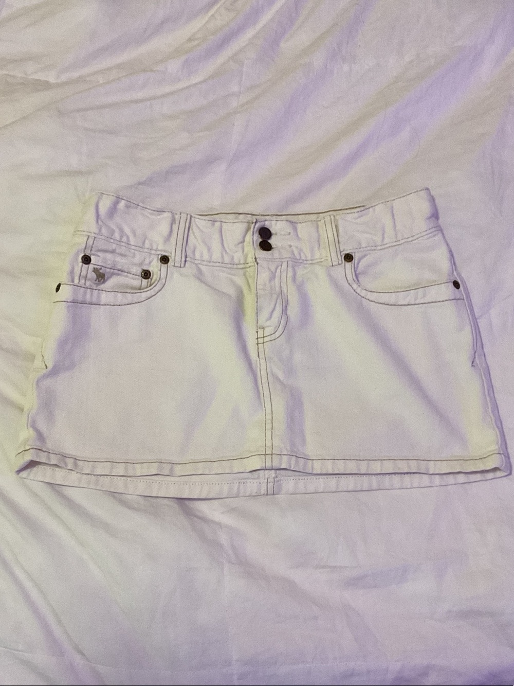 White Denim Mini Skirt